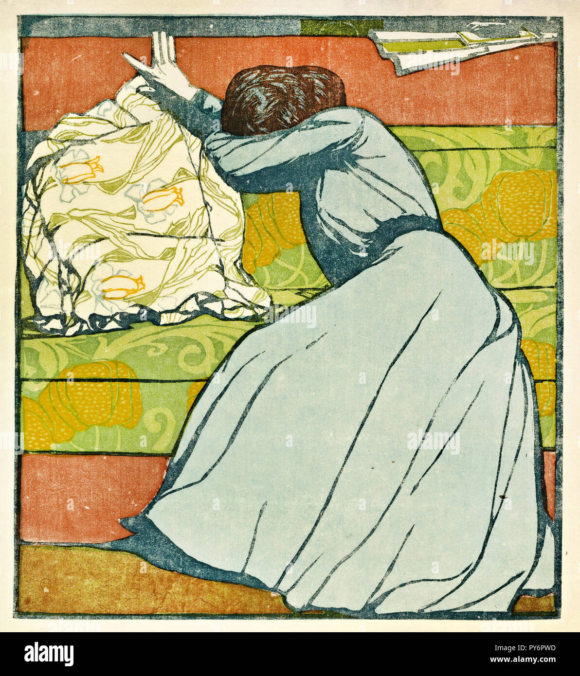 Max Kurzweil, le coussin 1903 gravure sur bois en couleur, Iris & B. Gerald Cantor Center for Visual Arts à l'Université de Stanford. Banque D'Images