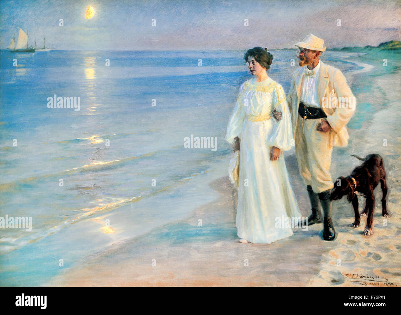 Soirée D été Sur La Plage De Skagen Peder Severin Kroyer, soir d'été sur la plage de Skagen. Le peintre et son  épouse.1893 Huile sur toile, Collection Hirschsprung, Copenhague, Danemark  Photo Stock - Alamy