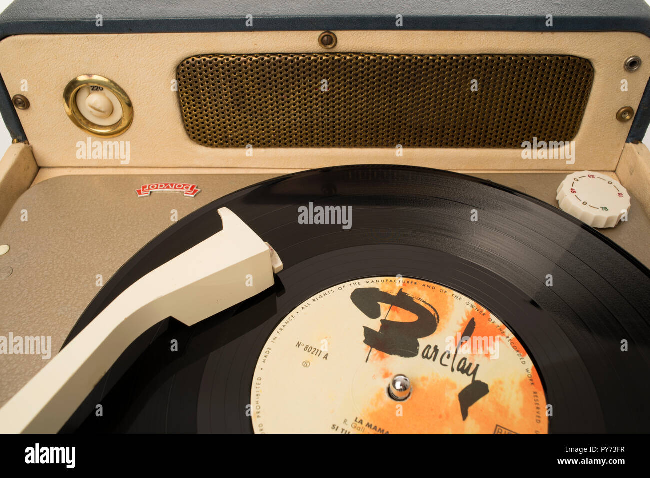 Détail de Vintage Record Player,1960,Siemens. Dettaglio di giradischi d 'epoca Siemens anni 60 Banque D'Images