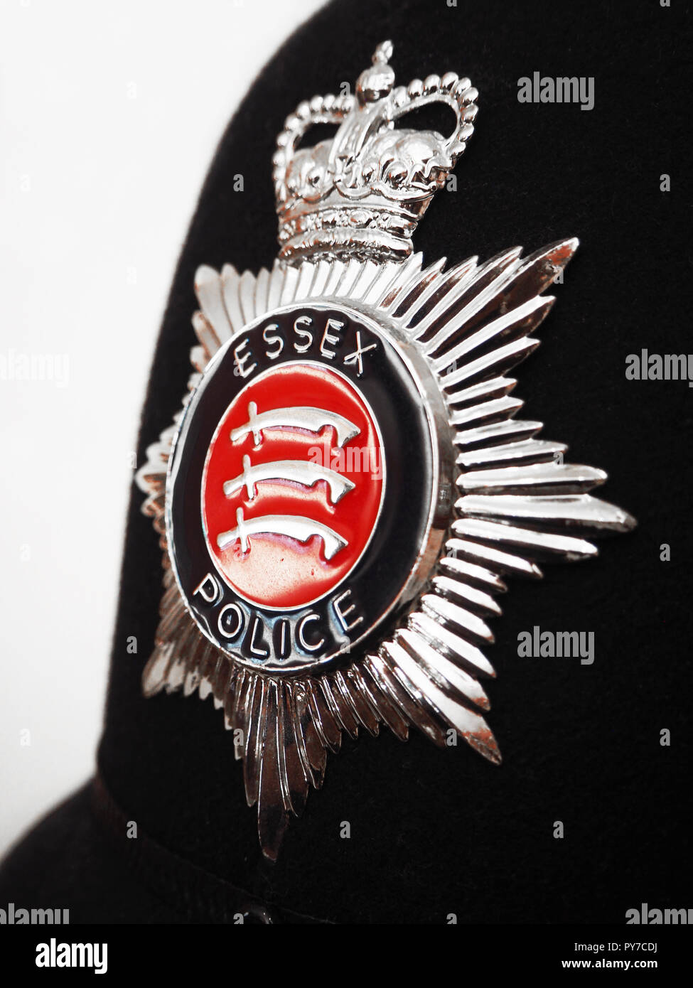 Casque et de l'insigne de police d'Essex Banque D'Images