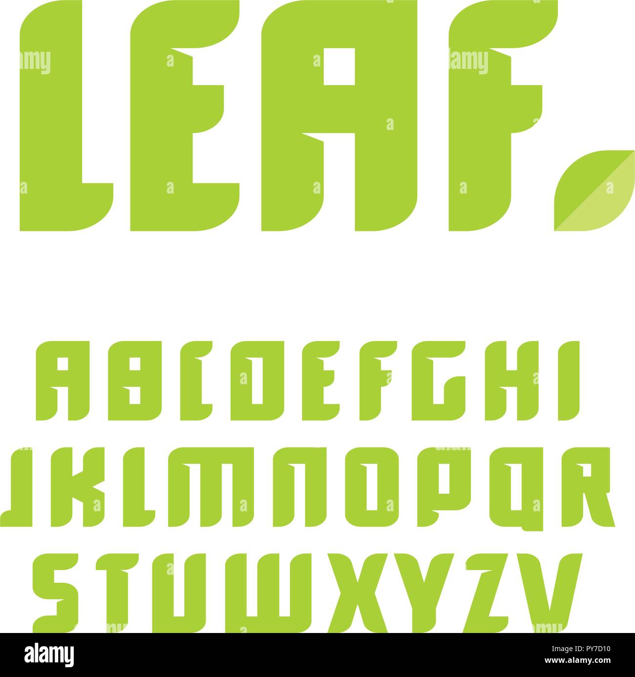 Jeu de lettres vert. Vector alphabet latin. Produit naturel font. ABC de la feuille, la nature monogramme et modèle d'affiche. Typographie design. Illustration de Vecteur