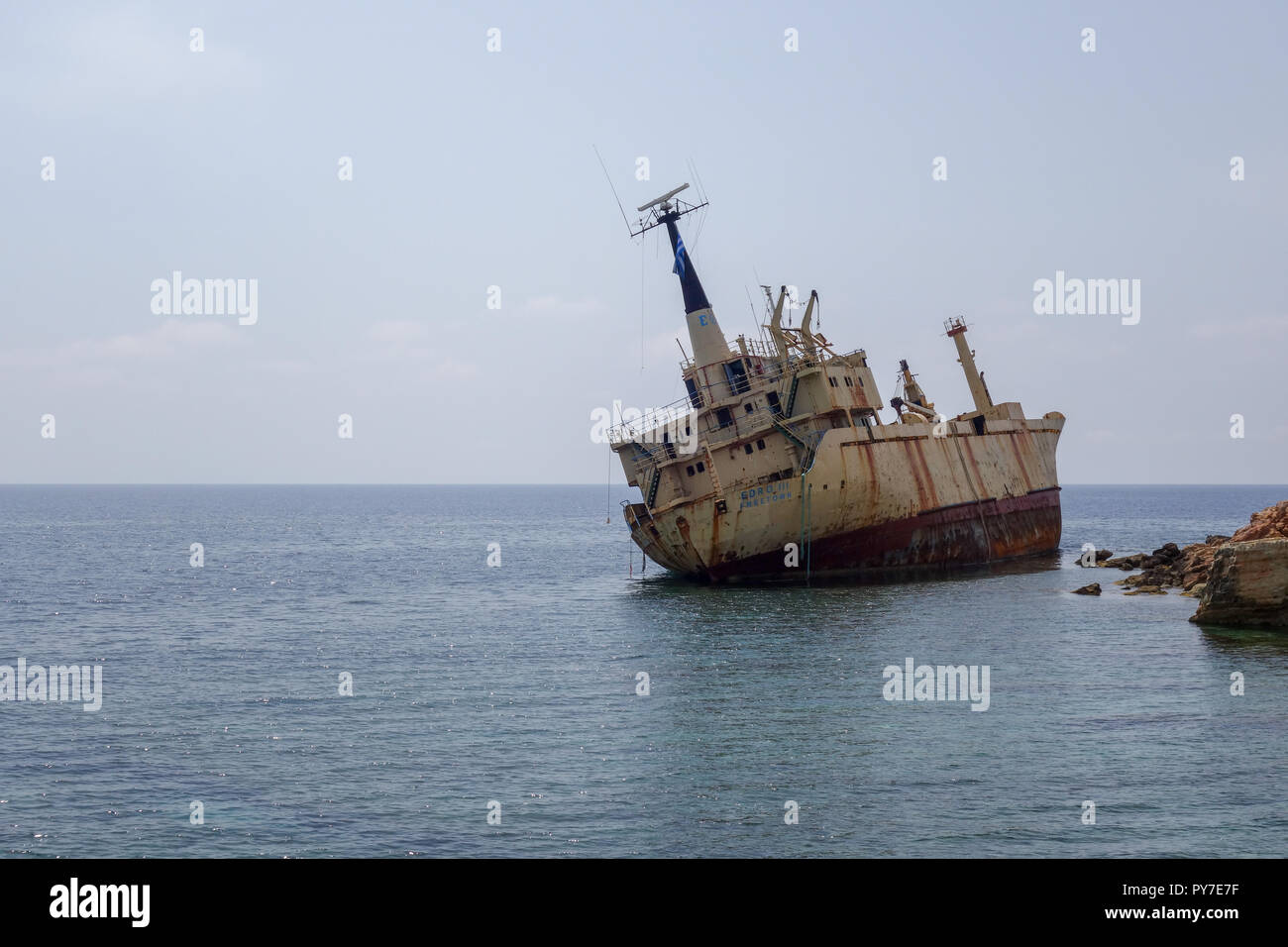 Épave d'Edro III Chypre Grottes Marines Banque D'Images