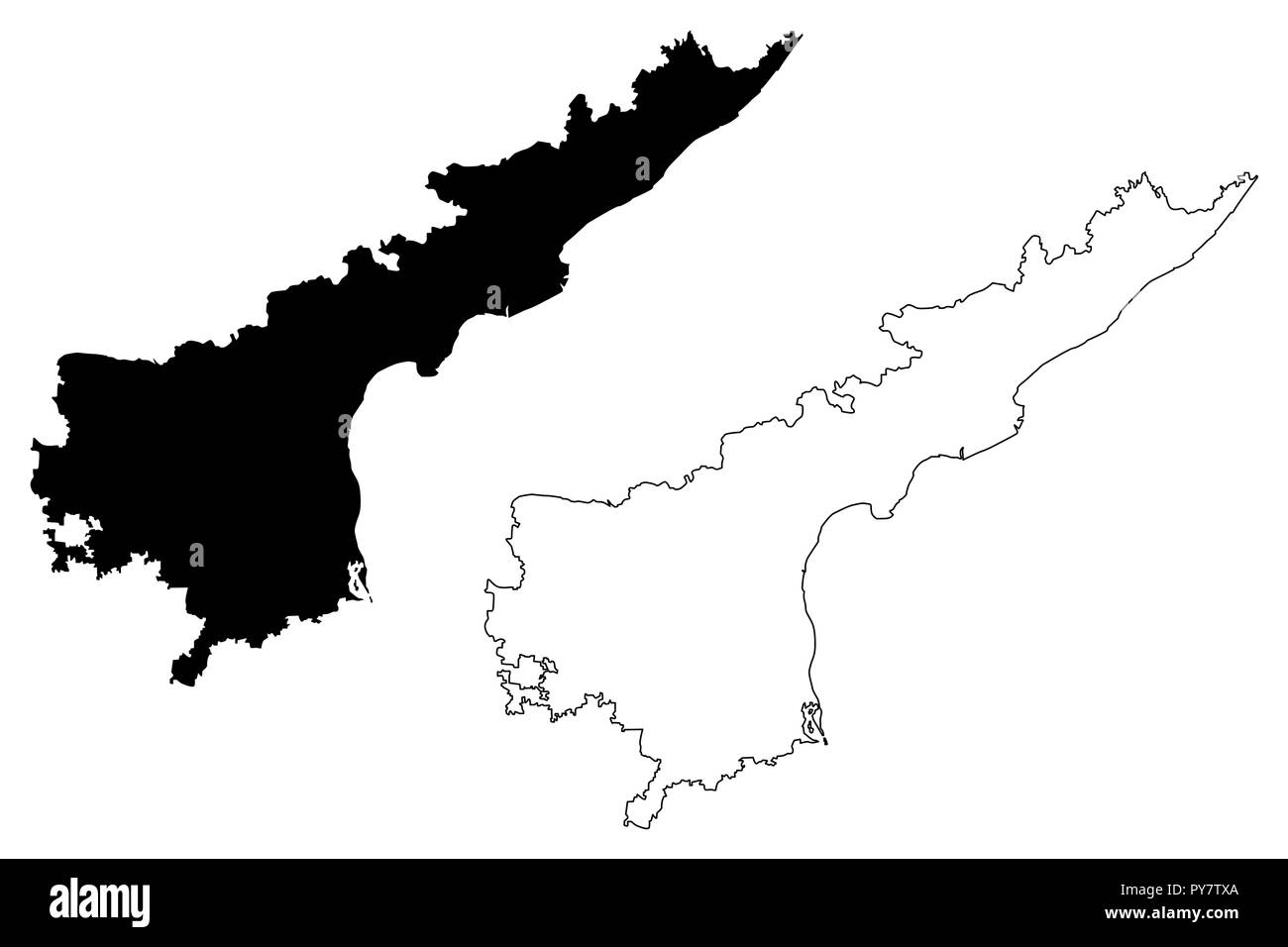 L'Andhra Pradesh (États et territoires de l'union de l'Inde, États fédérés, République de l'Inde) map vector illustration, croquis Gribouillage à l'Andhra Pradesh st Illustration de Vecteur