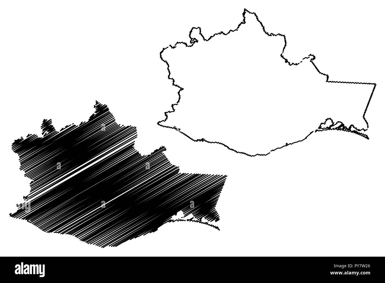 Oaxaca (Mexique, Mexique, République fédérale) map vector illustration, croquis Gribouillage à l'État libre et souverain d'Oaxaca site Illustration de Vecteur