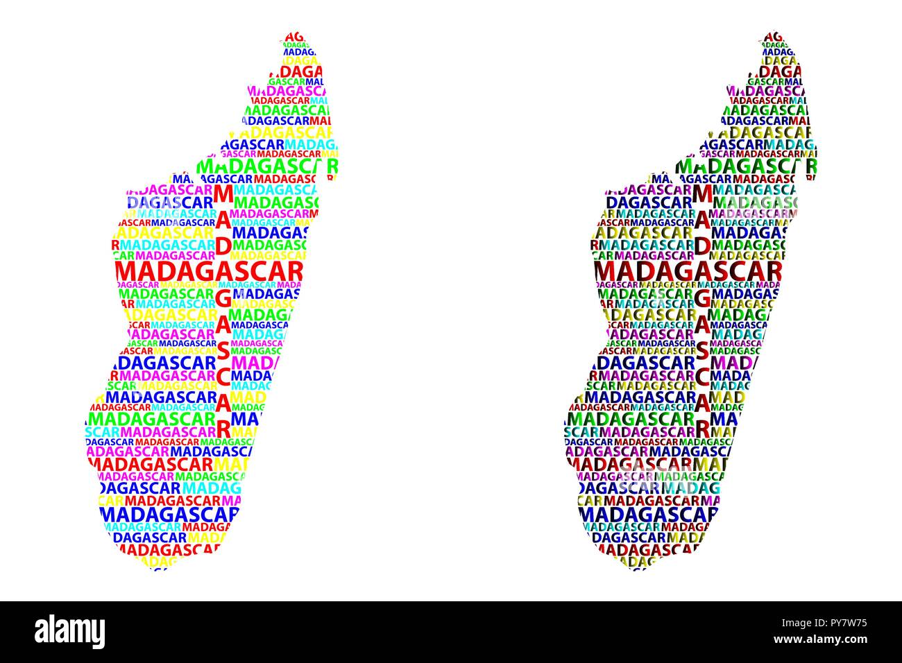 Madagascar Croquis Texte Lettre Map Republique De Madagascar Sous La Forme Du Continent La Carte Madagascar Vector Illustration Couleur Image Vectorielle Stock Alamy