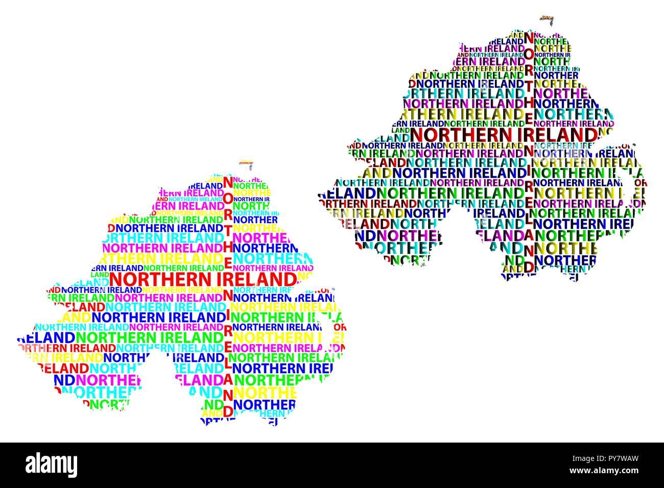 Croquis d'Irlande carte texte de lettre, l'Irlande du Nord - sous la forme du continent, la carte d'Irlande - vector illustration couleur Illustration de Vecteur