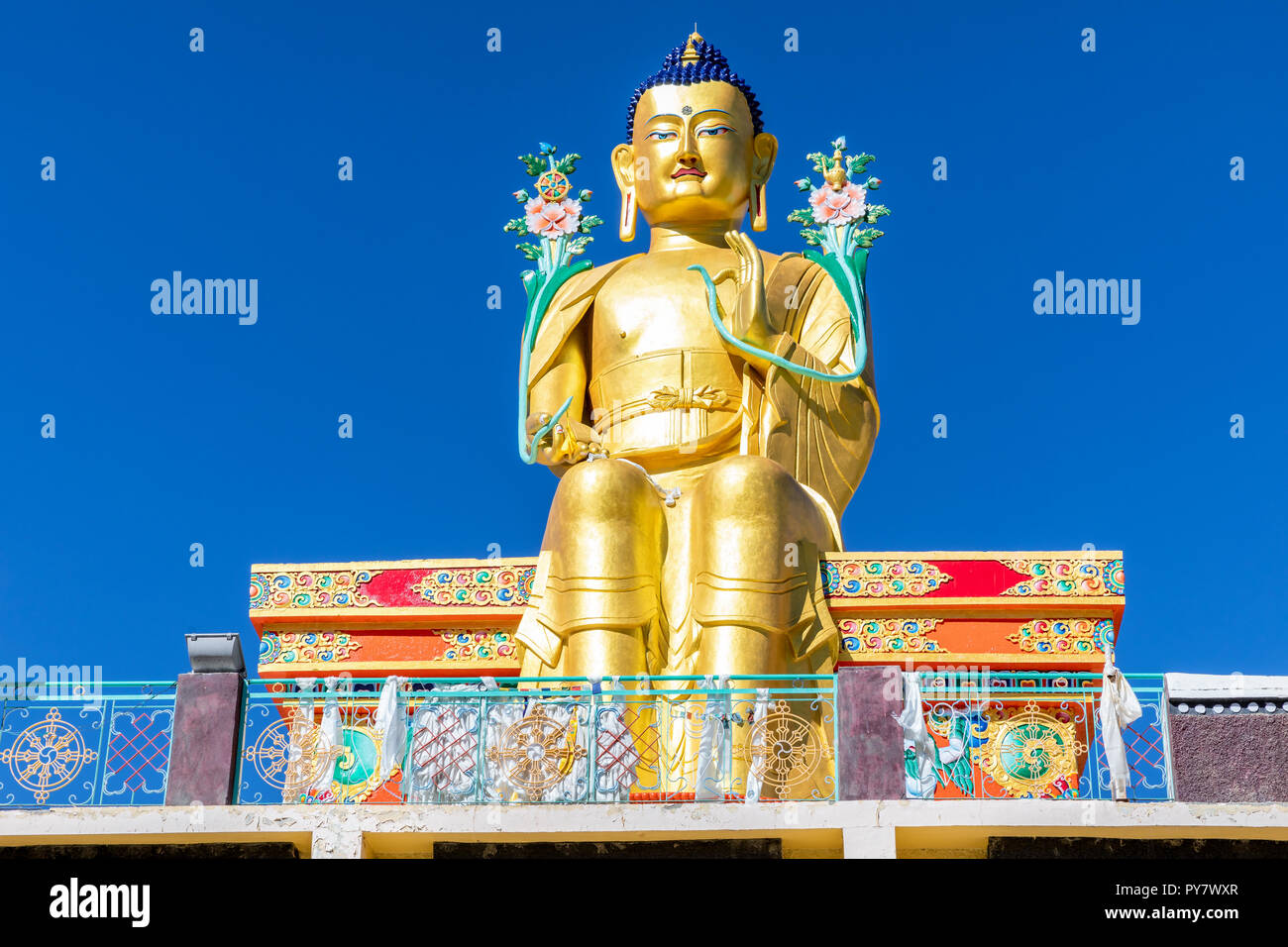 Le grand Maitreya ou futur Bouddha au monastère de Likir ou Likir Gompa, Ladakh, Inde Banque D'Images