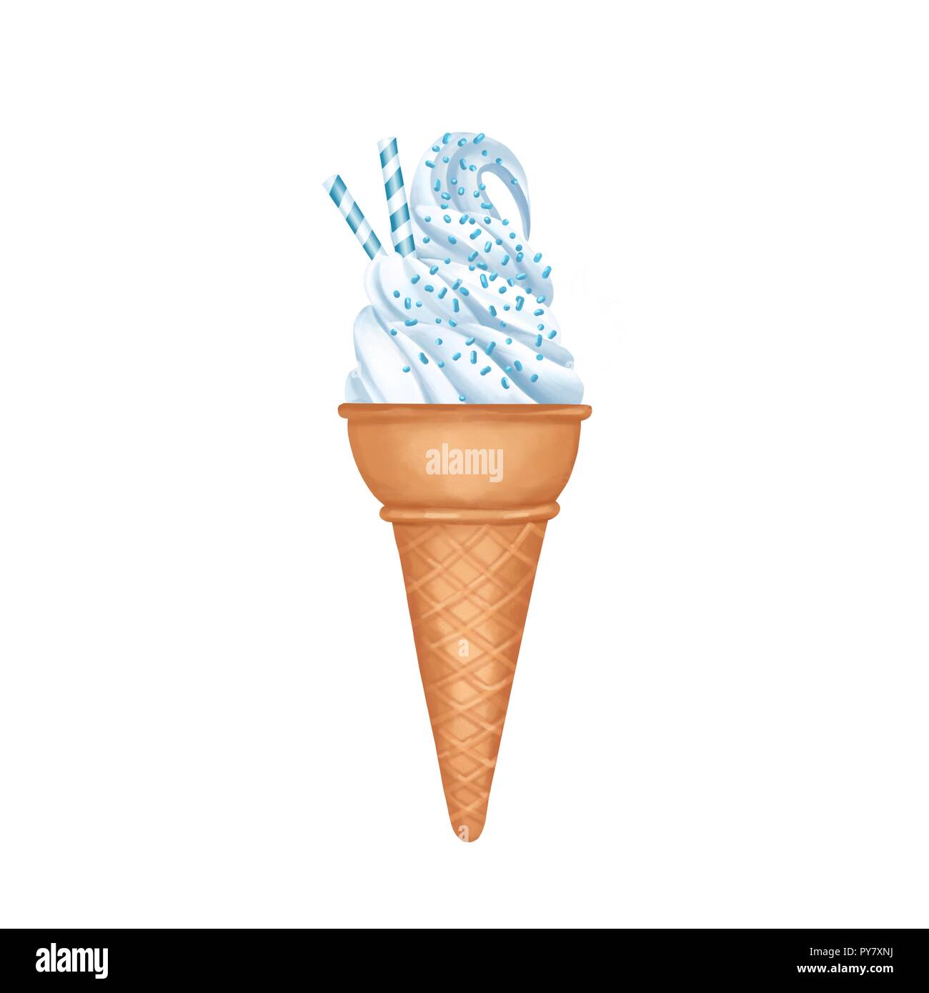 Blue Ice cream cone isolated on white Banque D'Images