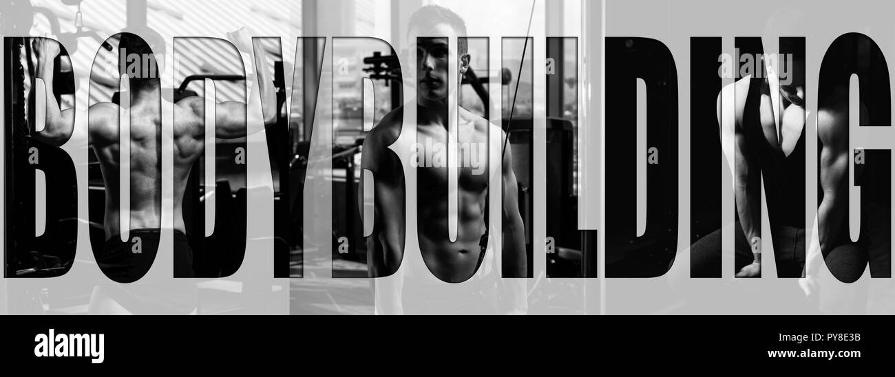 Beau signe de la motivation de l'exercice musculaire Bodybuilder remise en forme dans la salle de sport Banque D'Images