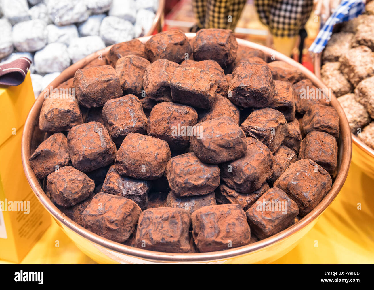 Truffes au chocolat close up Banque D'Images