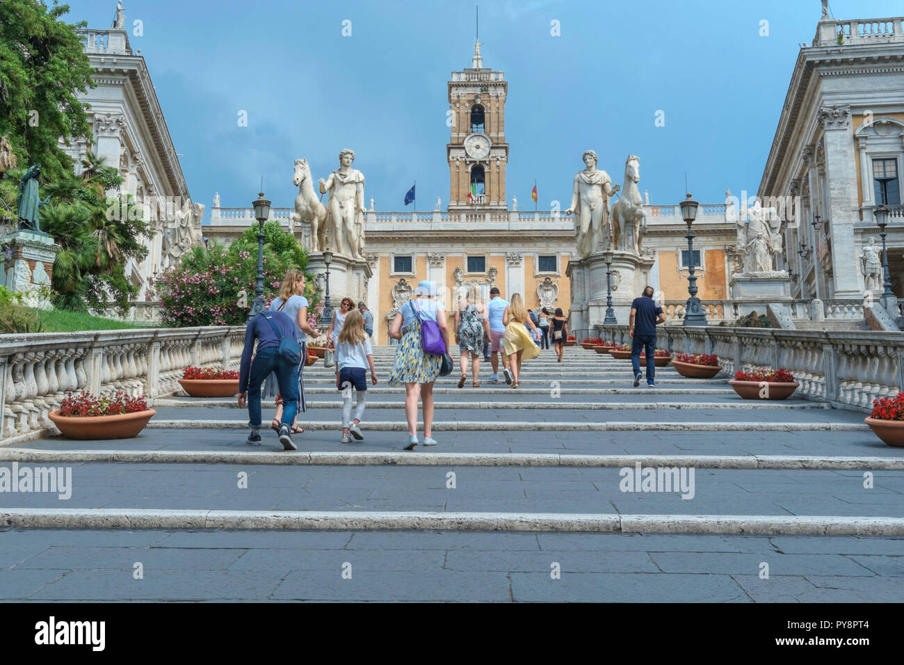 Étapes menant à la Piazza del Campidoglio, Rome, Italie. Banque D'Images