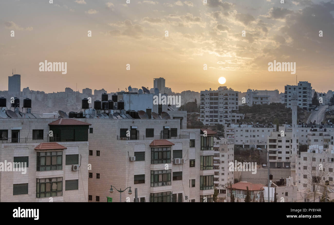 Lever du soleil à Ramallah Palestine Banque D'Images