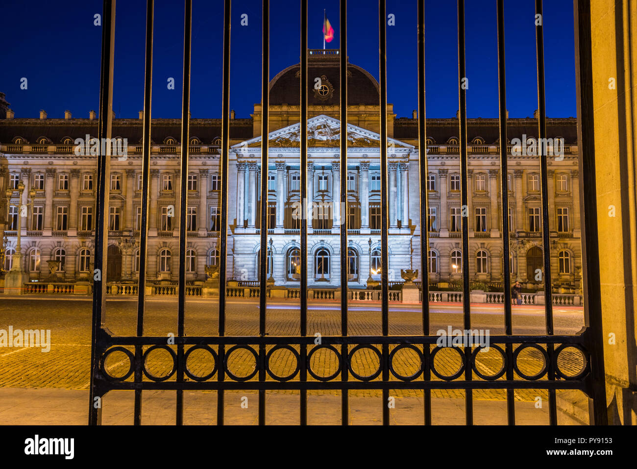 Palais Royal de Bruxelles dans la nuit Banque D'Images