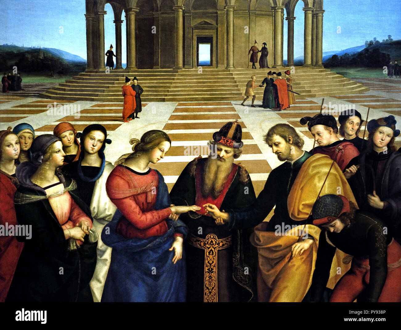 Le mariage de la Vierge 1504 par Raphael (Raffaello Sanzio) actif 1483-1520 15-16ème siècle, l'Italie, l'italien. Banque D'Images