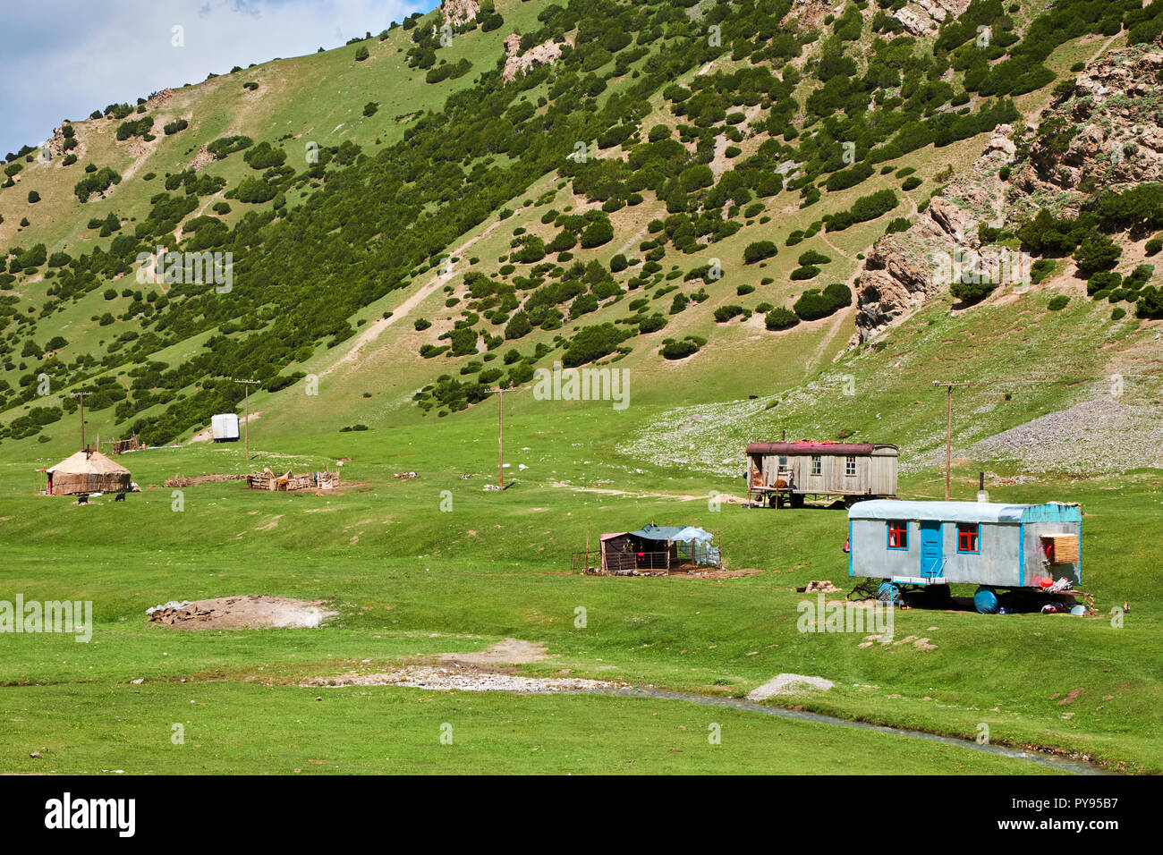 Le Kirghizistan, la province, le paysage sur la route du Pamir Banque D'Images