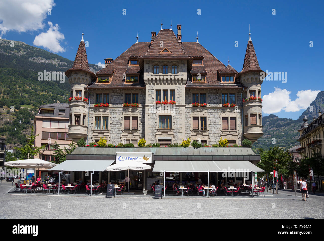Couronne Bar Restaurant à Brig, Suisse Banque D'Images