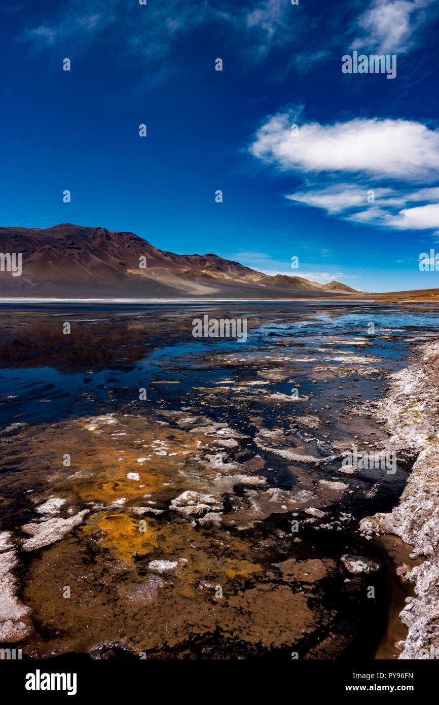 Laguna Negra est un écran haute lac andin sur la frontière, où le Chili,  l'Argentine et la Bolivie tous ensemble près de la ville de San Pedro de  Atacama Photo Stock -