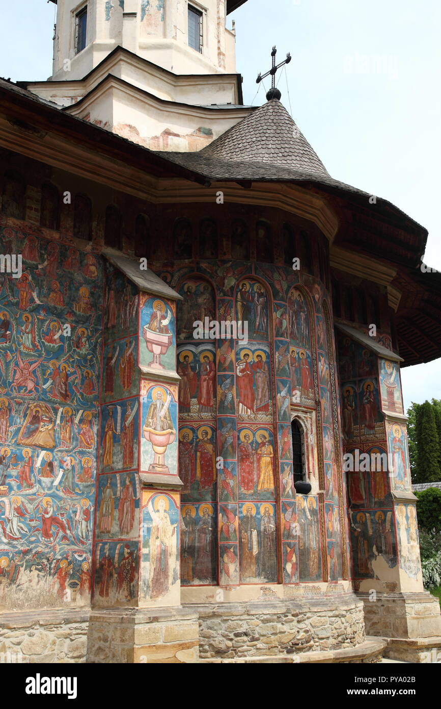Des fresques sur l'extérieur de l'église du monastère de Moldovita, peint en 1537, partie de la Bucovine Monastère group Banque D'Images