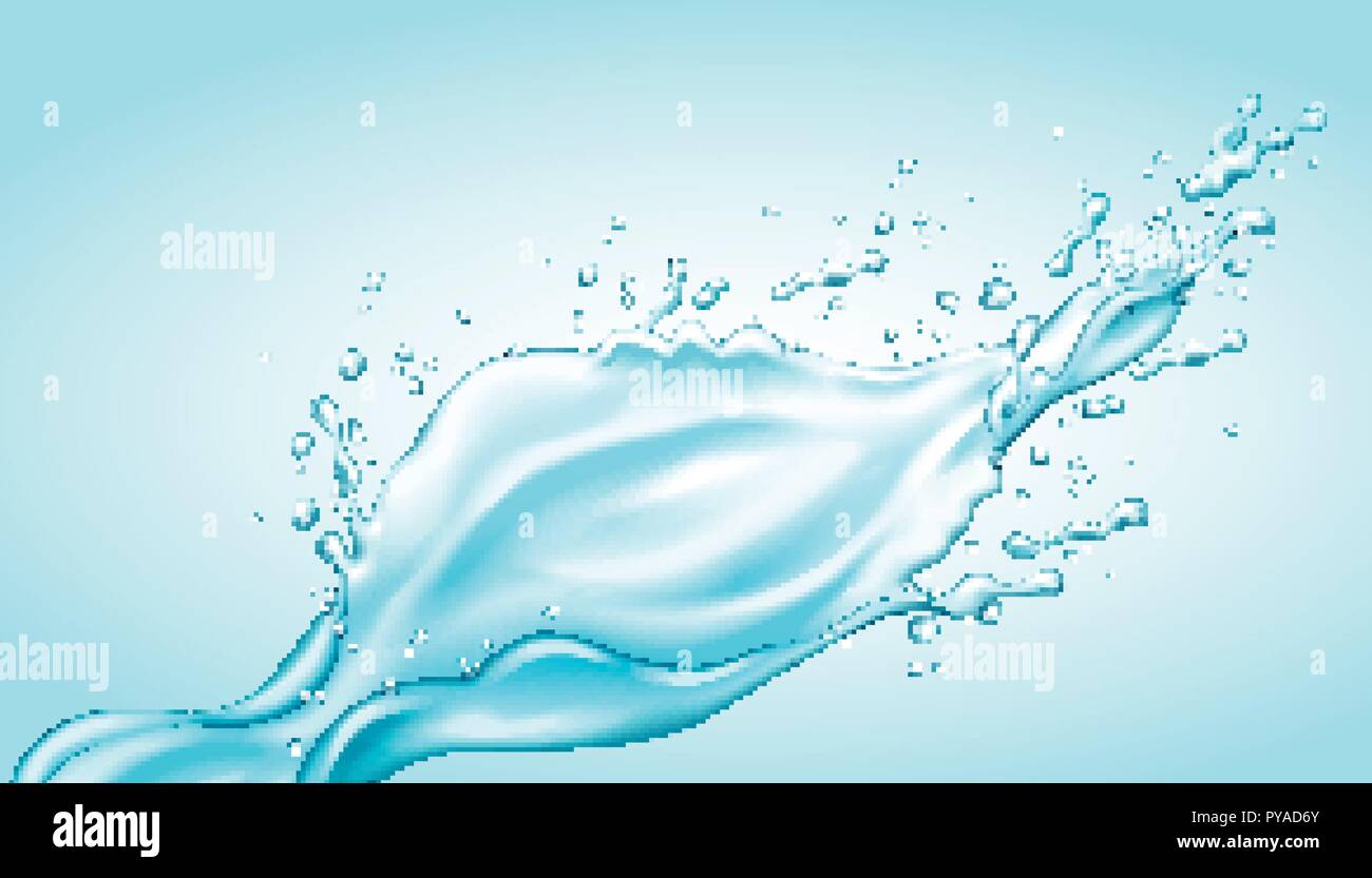 La projection de l'eau claire en 3d illustration sur fond bleu clair pour conception utilise Illustration de Vecteur