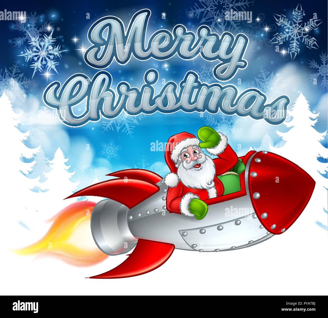 Fusee En Pere Noel Joyeux Noel Cartoon Image Vectorielle Stock Alamy