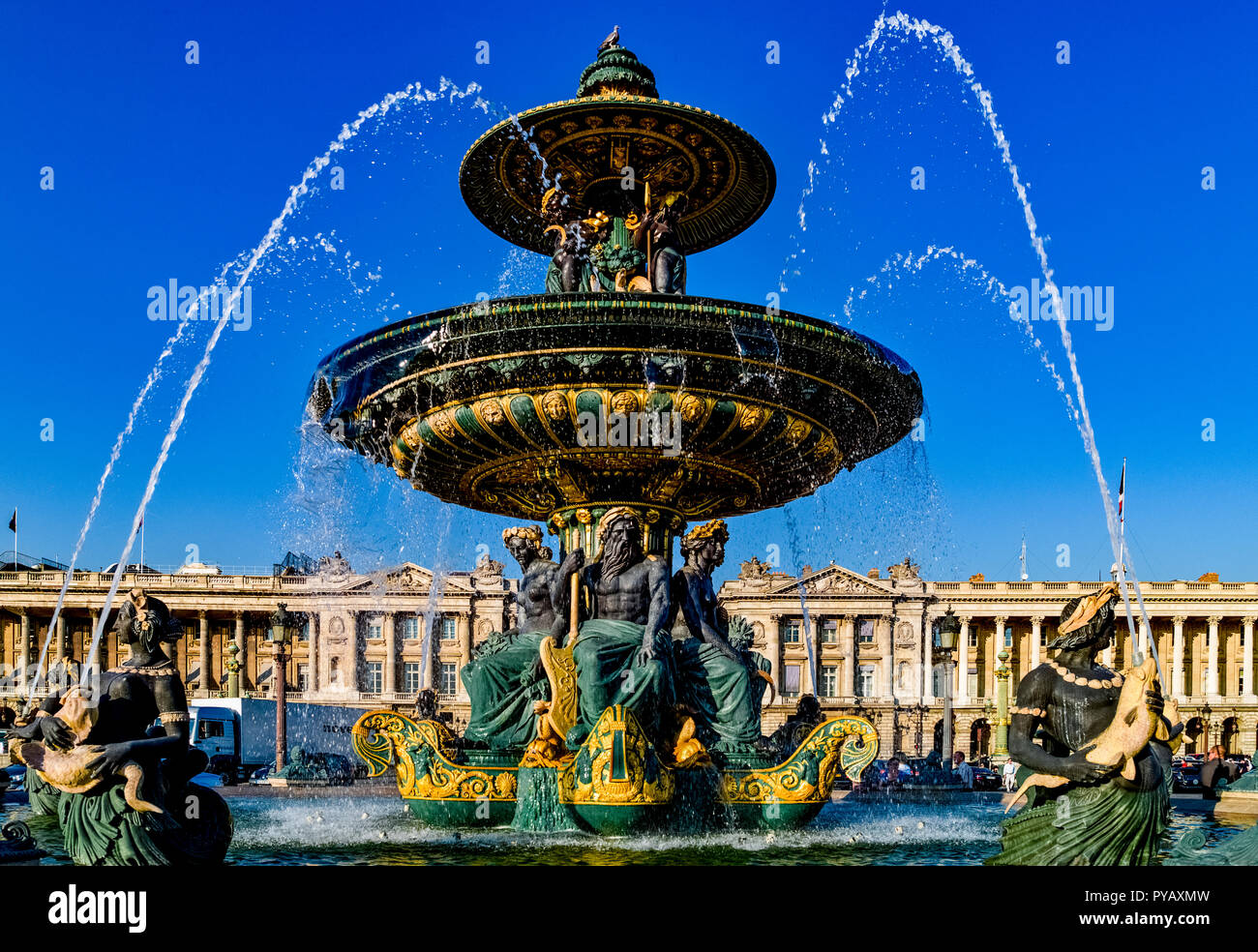 France Paris, Place de la Concorde, la fontaine Banque D'Images