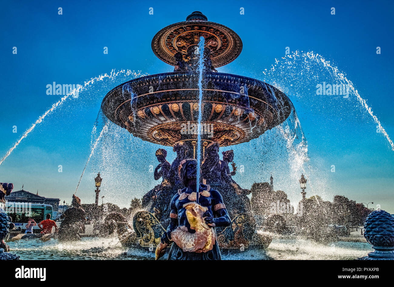 France Paris, Place de la Concorde, la fontaine Banque D'Images