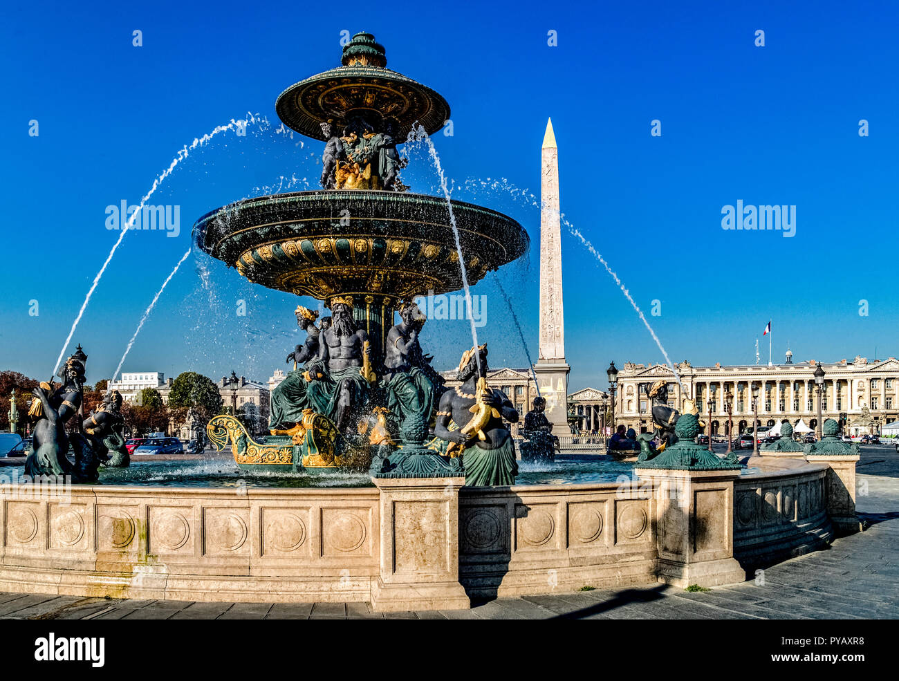 France Paris, Place de la Concorde, la fontaine Banque D'Images