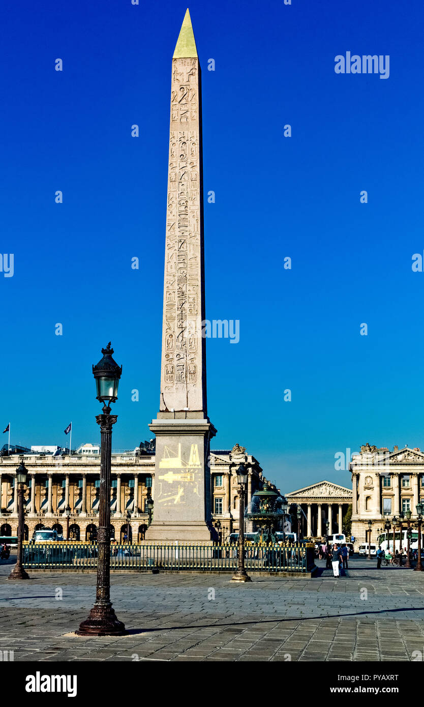 France Paris, Place de la Concorde, l'obélisque égyptien Banque D'Images