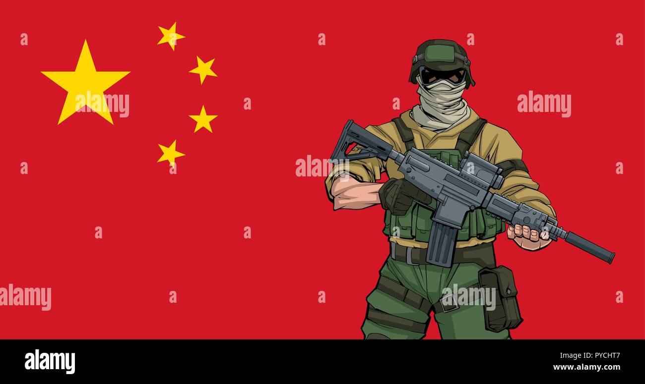 Soldat chinois Contexte Illustration de Vecteur