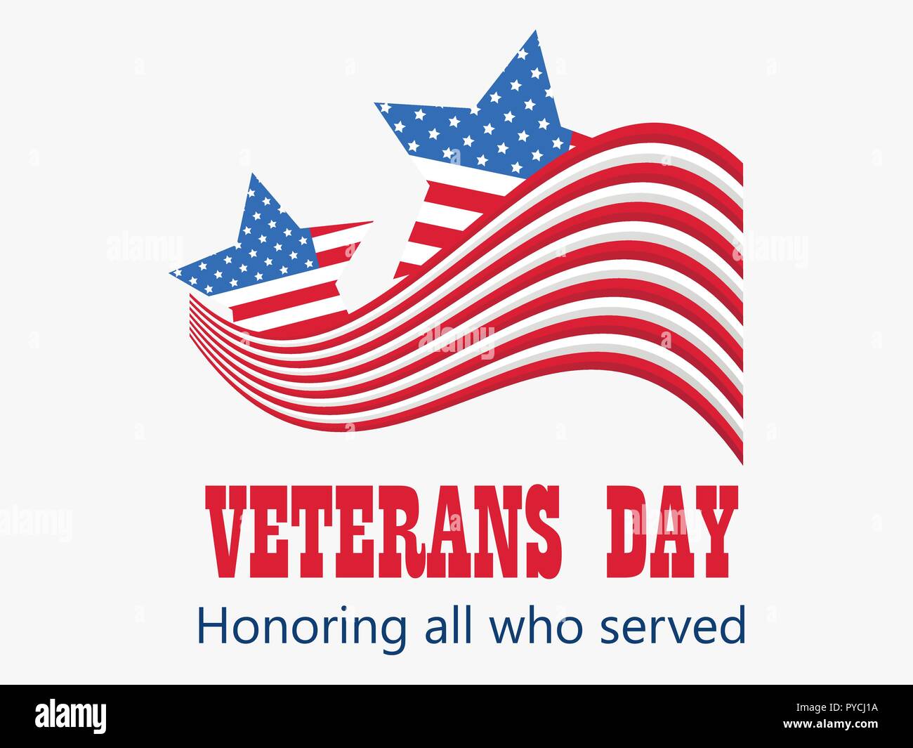 Heureux Jour des anciens combattants 11 novembre. Honorer tous ceux qui ont servi. Carte de souhaits avec étoile à cinq branches avec drapeau USA. Vector illustration Illustration de Vecteur