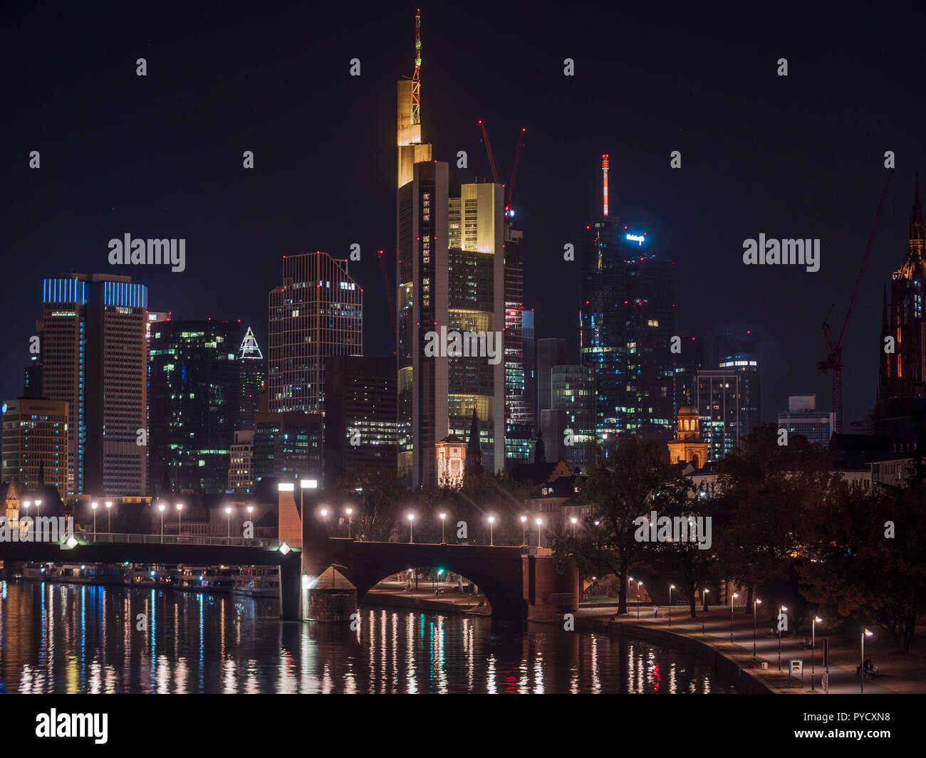 Frankfurt am Main nuit Banque D'Images
