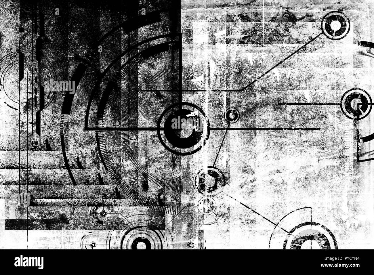 Abstract grunge cyber futuriste technologie historique. La conception du circuit de sci-fi. S'appuyant sur vieux grungy surface. Cyber punk design. Banque D'Images