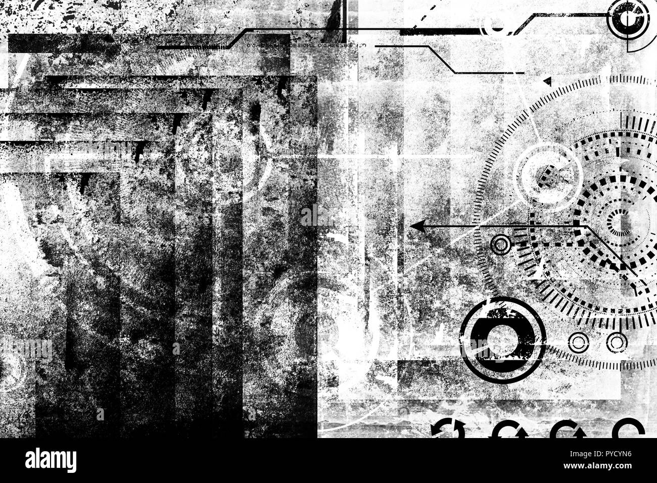 Abstract grunge cyber futuriste technologie historique. La conception du circuit de sci-fi. S'appuyant sur vieux grungy surface. Cyber punk design. Banque D'Images