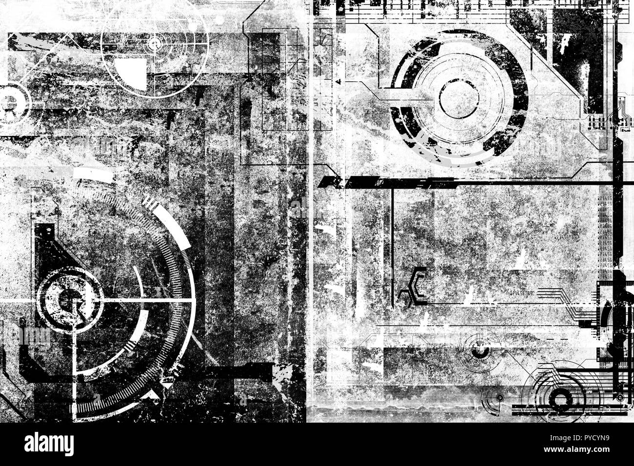 Abstract grunge cyber futuriste technologie historique. La conception du circuit de sci-fi. S'appuyant sur vieux grungy surface. Cyber punk design. Banque D'Images