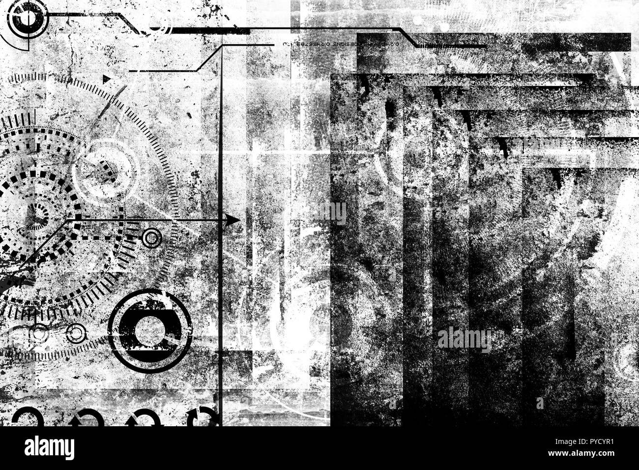 Abstract grunge cyber futuriste technologie historique. La conception du circuit de sci-fi. S'appuyant sur vieux grungy surface. Cyber punk design. Banque D'Images