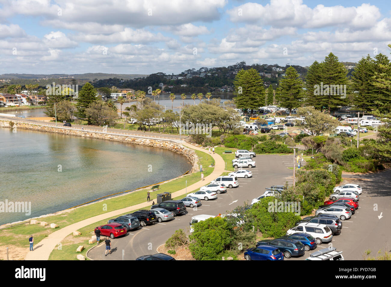 Vue aérienne du lagon du lac Narrabeen sur les plages du nord de Sydney, Nouvelle-Galles du Sud, Australie, 2018 Banque D'Images