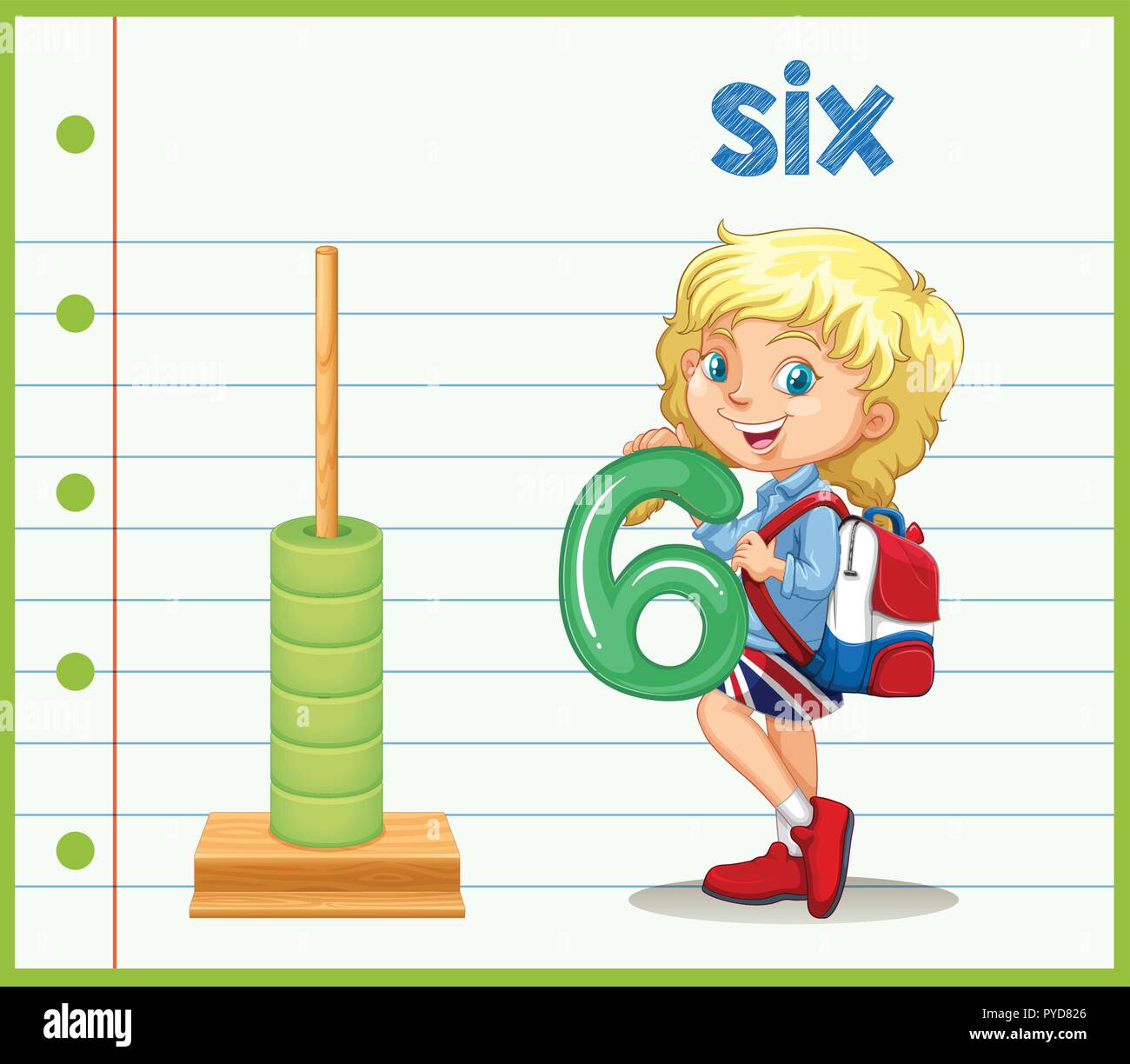 A girl holding illustration numéro six Illustration de Vecteur