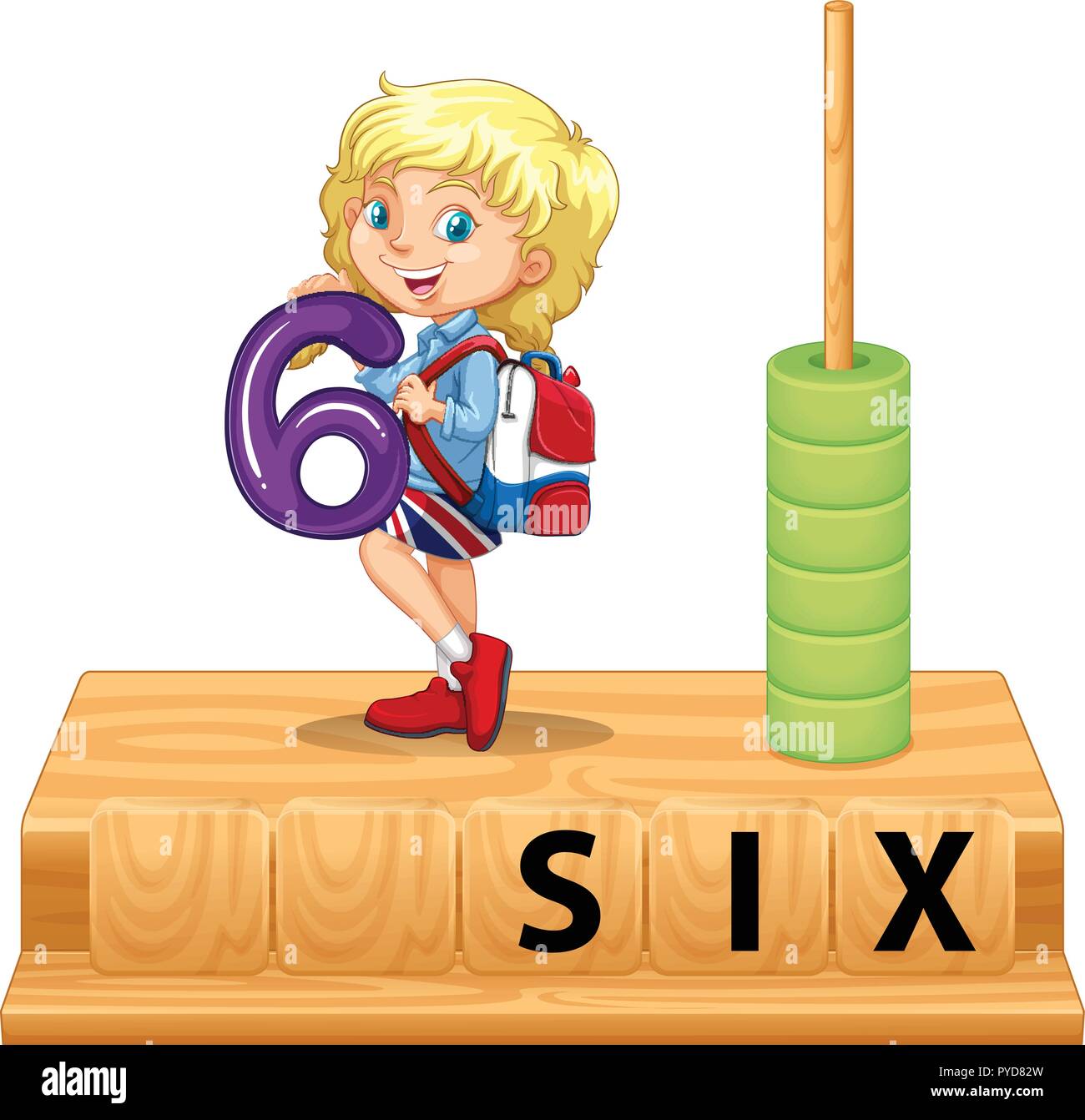 Math abacus illustration numéro six Illustration de Vecteur