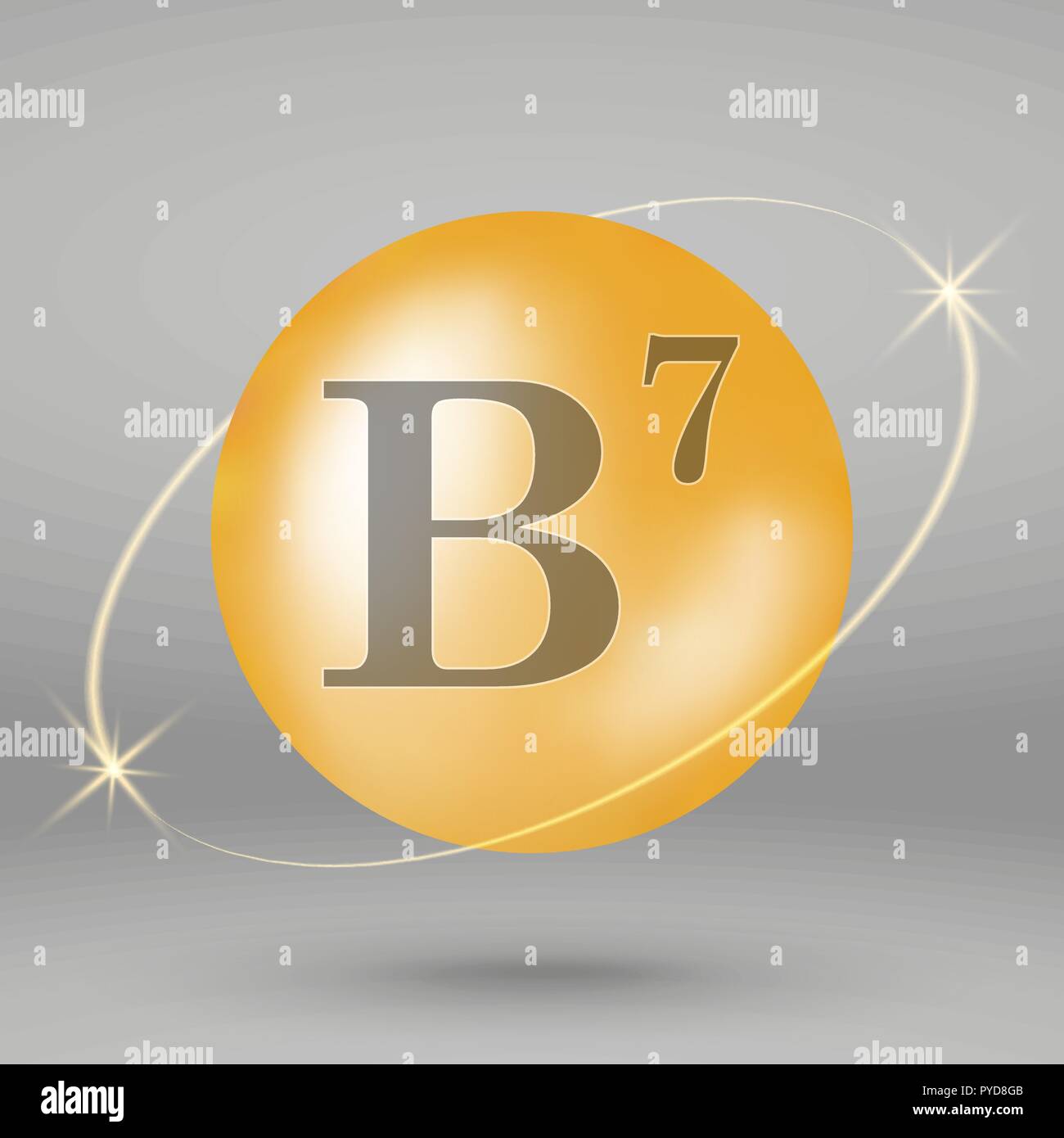 La vitamine B7. L'icône d'or drop comprimé capsule. La conception complexe de vitamines Illustration de Vecteur