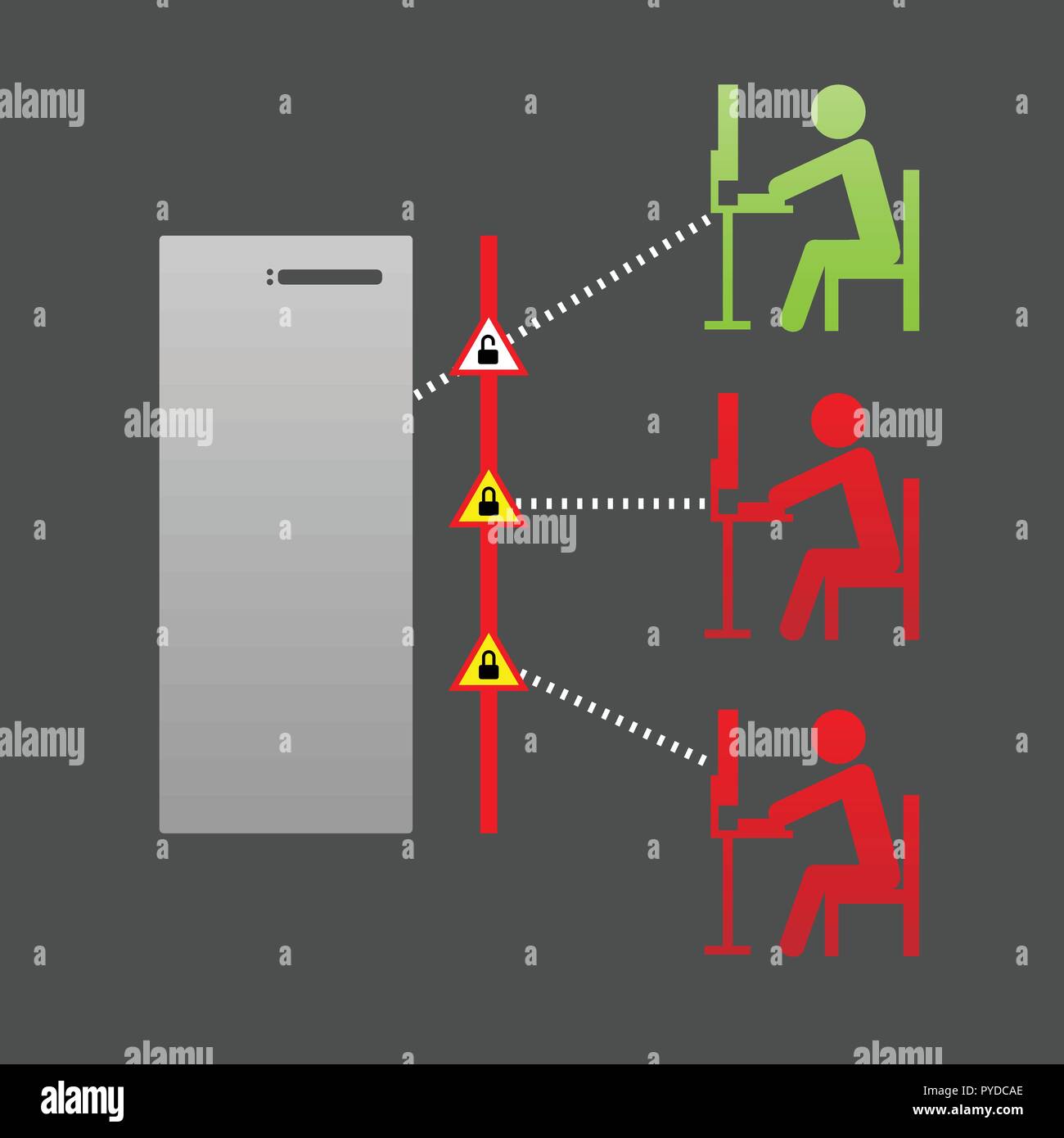La sécurité de l'ordinateur en réseau, le piratage et la protection pare-feu Vector Illustration Illustration de Vecteur
