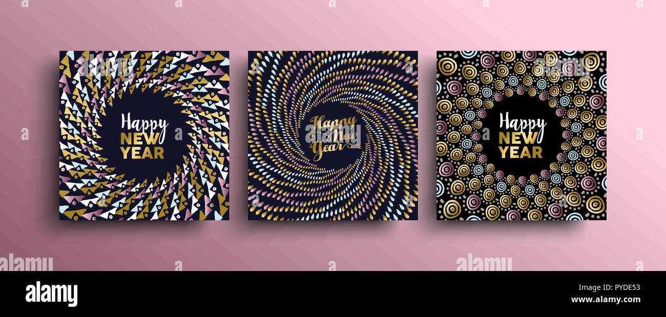 Or la nouvelle année modèle avec tribal boho éléments dans un style dessiné à la main. Idéal pour carte de voeux, affiche ou web. Illustration de Vecteur