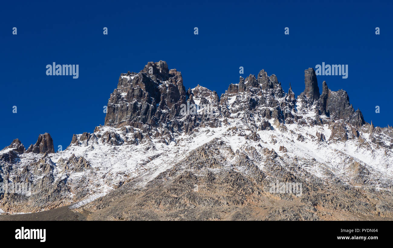 Détail de la partie supérieure de Cerro Castillo dans la Carretera Austral au Chili - Patagonie d'Aysen Banque D'Images
