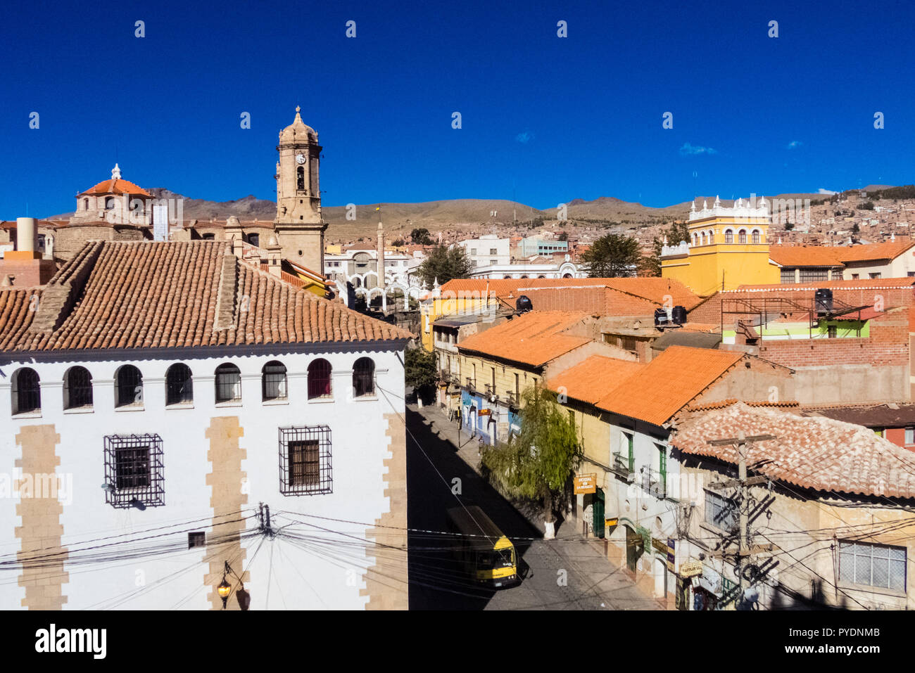 Vue sur le toit à Cerro de Potosi ou Cerro Rico, Potosi, Bolivie Banque D'Images