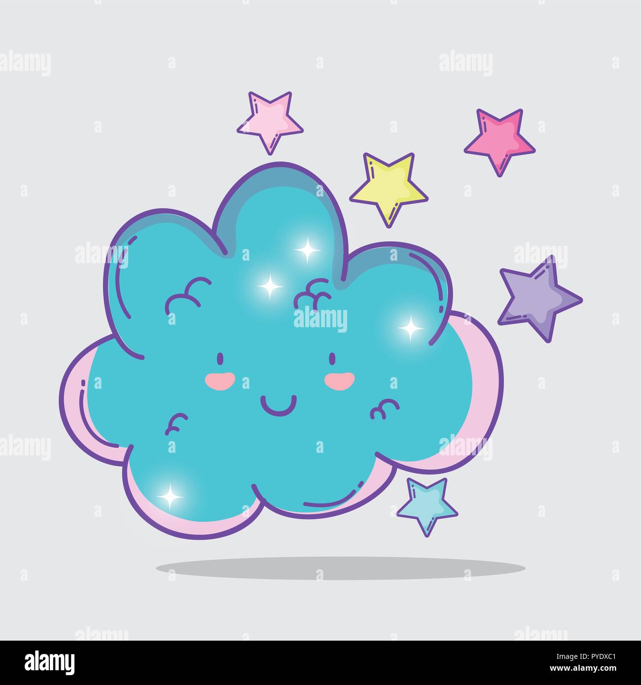 Fluffly heureux avec mignon nuage étoile Illustration de Vecteur