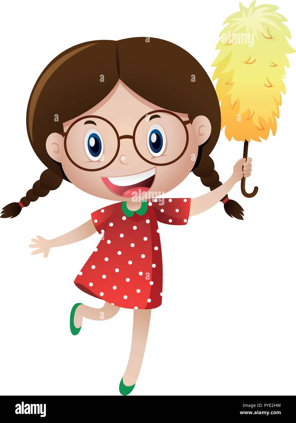 Petite fille avec duster illustration Illustration de Vecteur