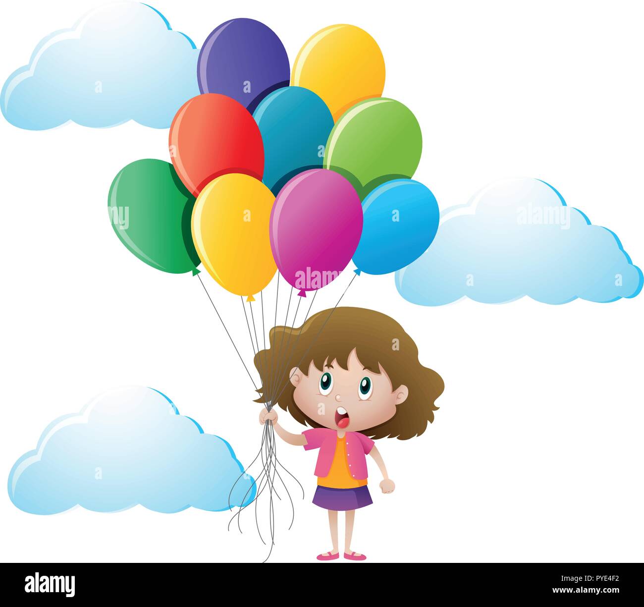 Little girl holding balloons vector Banque d'image et photos Alamy