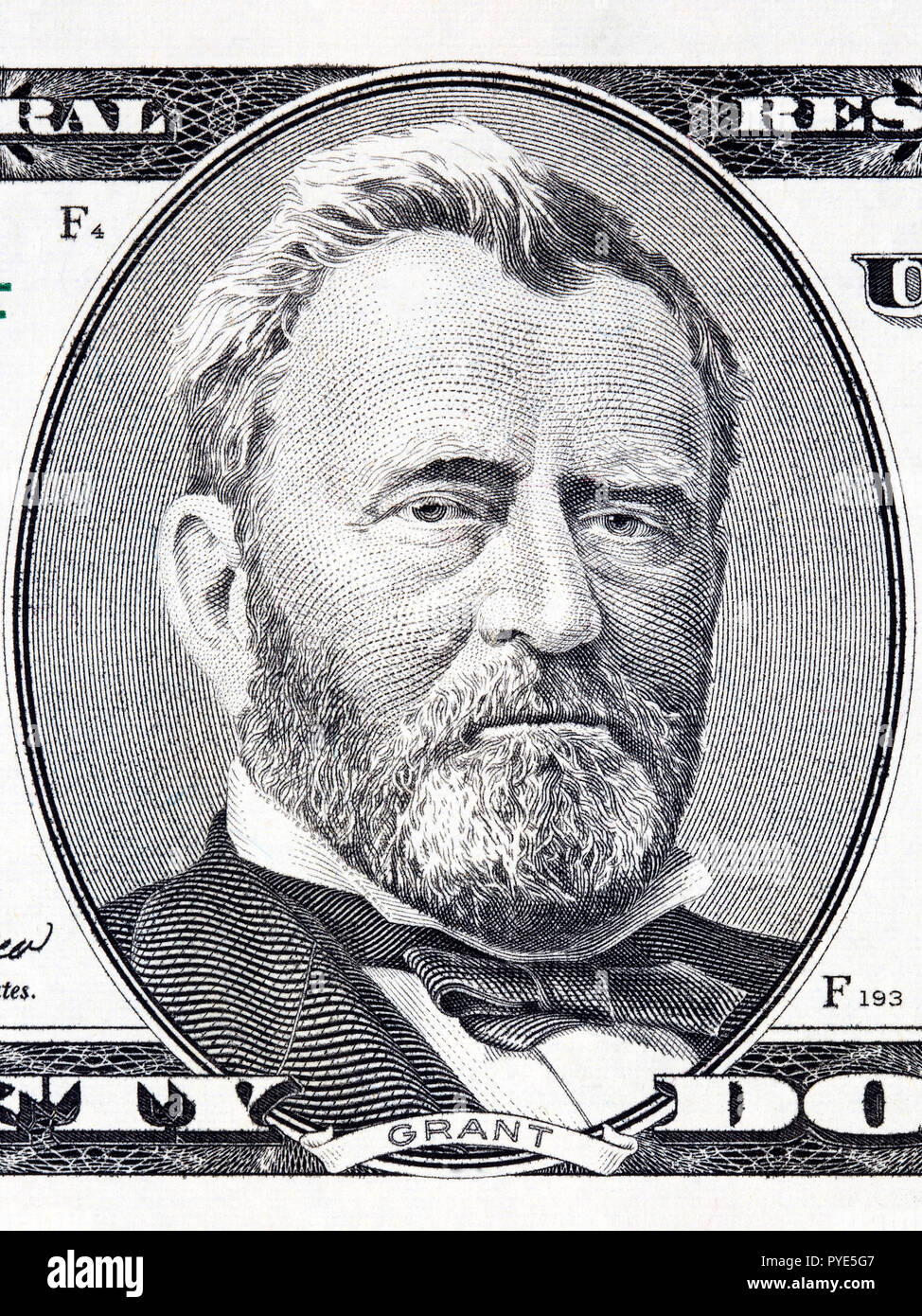 Ulysses Grant portrait de l'argent américain Banque D'Images
