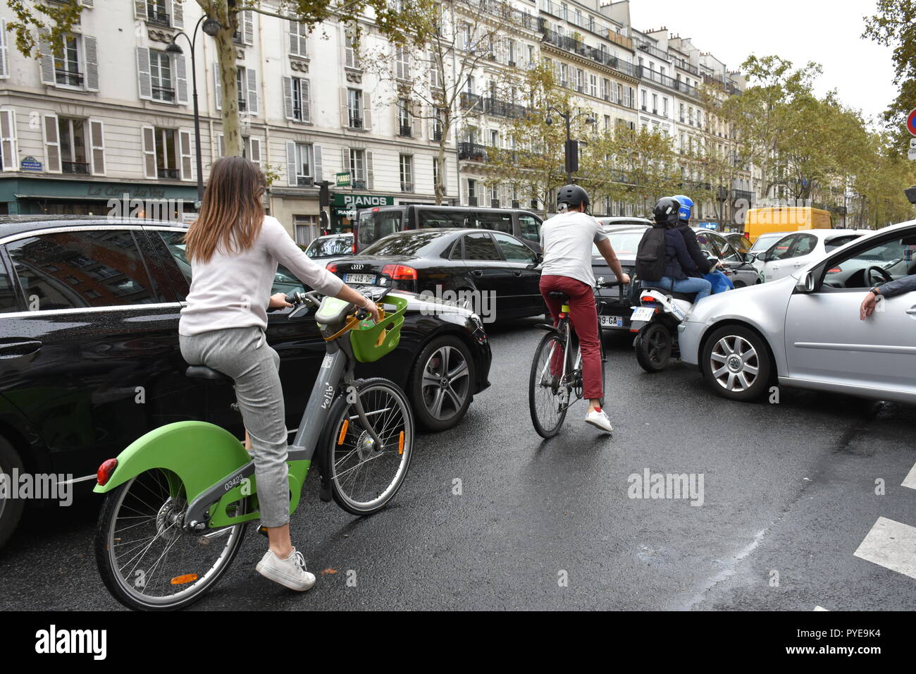 Embouteillage à Paris Banque D'Images