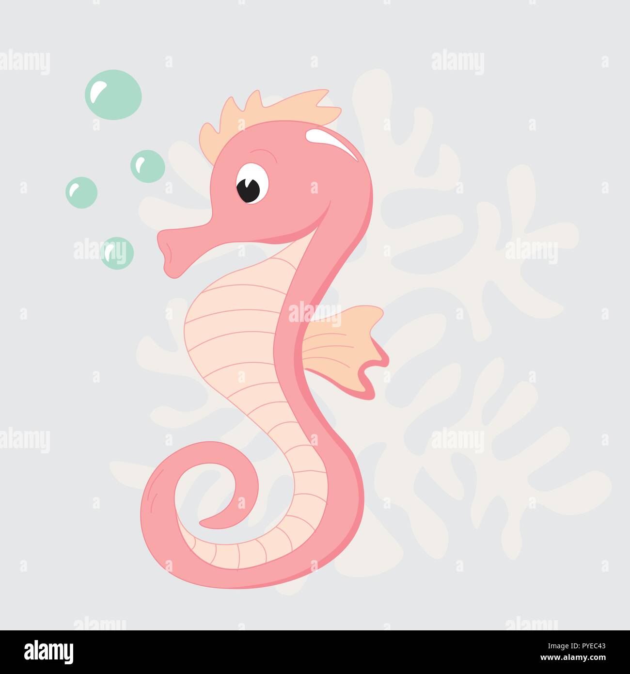 Cute cartoon hippocampe rose. vector illustration. Illustration de Vecteur