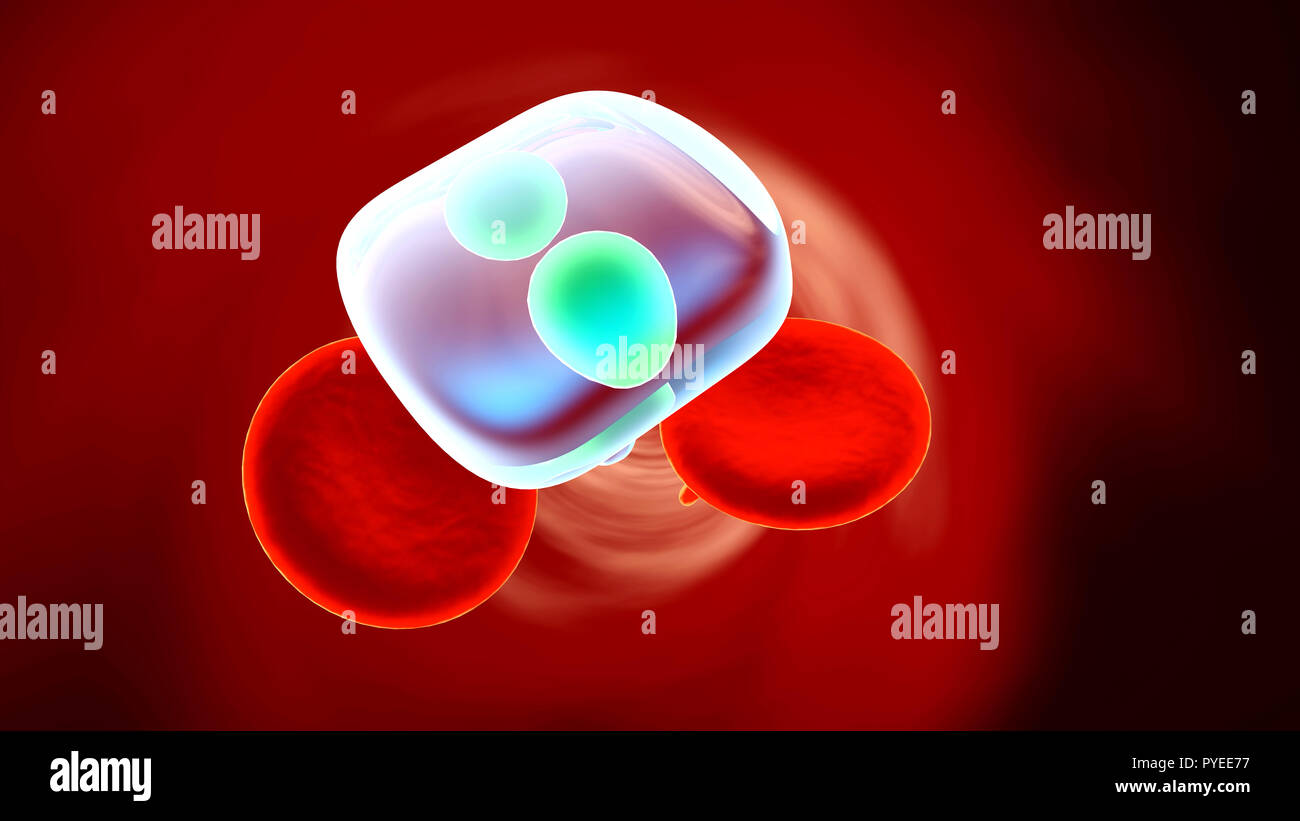 Des molécules de médicaments flottant dans le sang. Banque D'Images